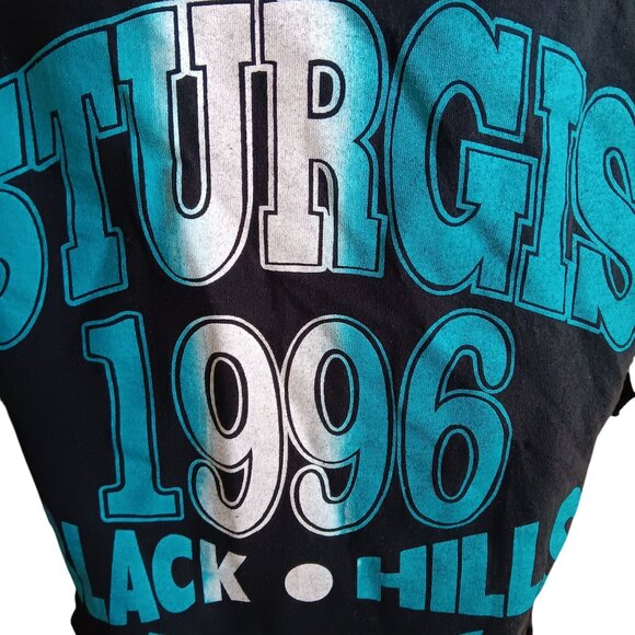 Vintage Medium T-shirt Womens Sturgis 1996 56th Bike Rally Fringe Jerzees 90s - Picture 6 of 7